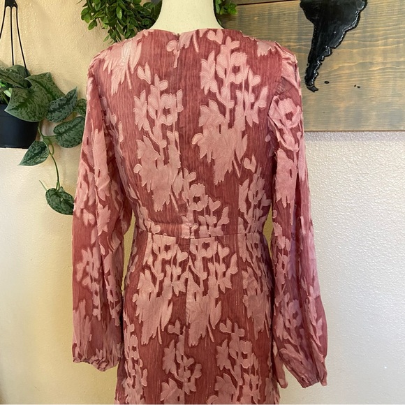 Lulus Meant to Shine Mauve Floral Jacquard Mini Dress - Size M - Picture 5 of 10
